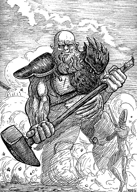 Juggernaut, a dwarf with a maul
