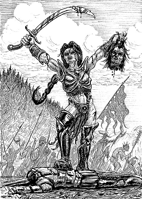 Prefect, a human with a saber raised
